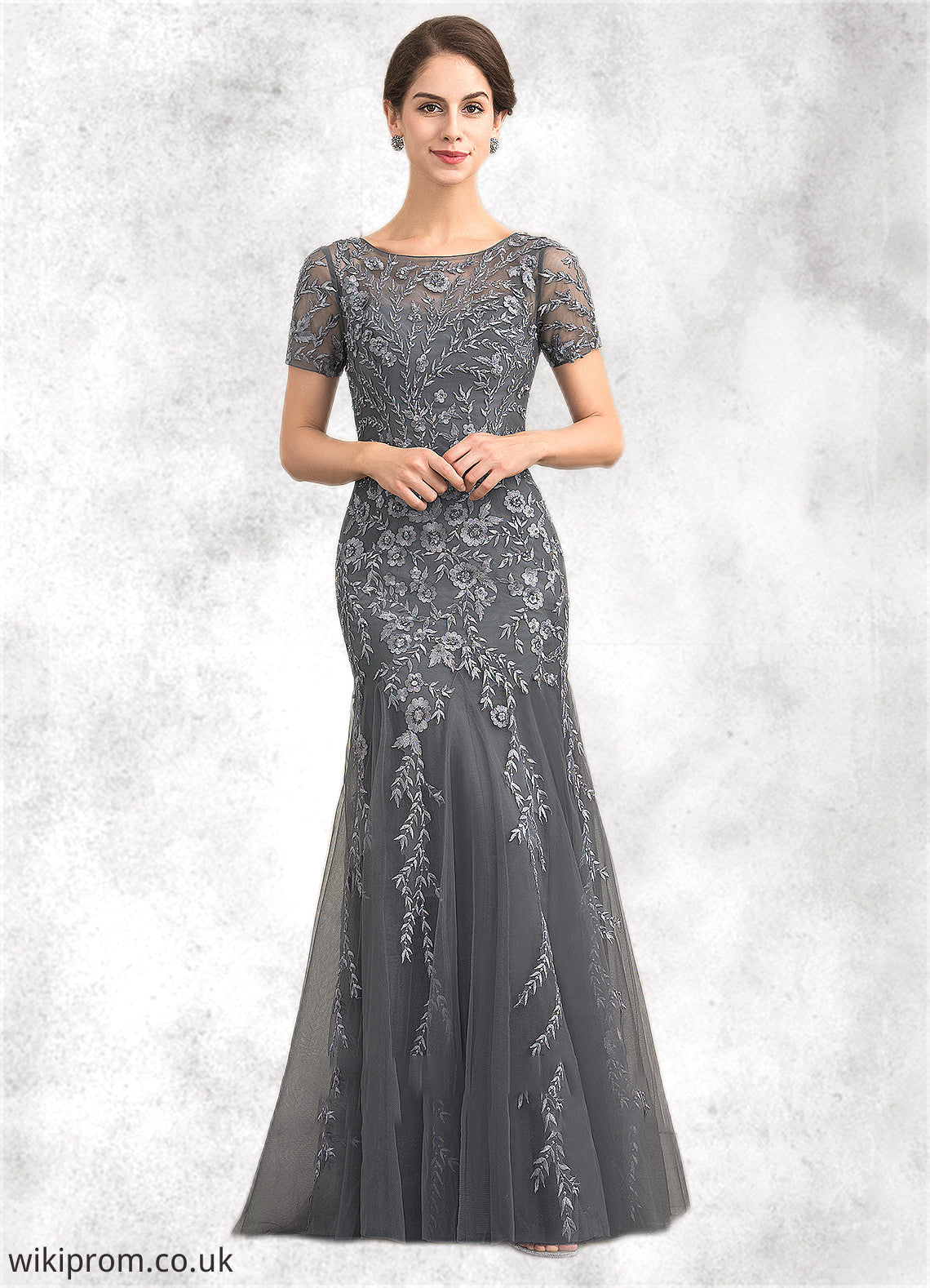 Cloe Trumpet/Mermaid Scoop Neck Floor-Length Tulle Lace Mother of the Bride Dress With Beading Sequins SWK126P0014767