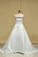 Hot Selling Wedding Dresses A Line Strapless Sweep/Brush Train Satin