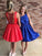 Modern Bateau Sleeveless Short Red/Royal Blue Prom Dress with Beading WK595