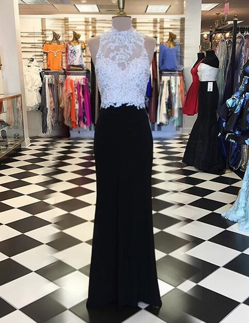 Decent Sheath Black Prom Dress - Jewel Open Back Floor Length Appliques Beading WK642