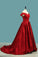 Prom Dresses A Line Off The Shoulder Satin With Applique