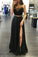 2024 Custom Made Black Popular Two Pieces Floor Length Spaghetti Straps Prom Dresses WK764