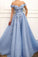 Off The Shoulder A Line Prom Dresses Organza With Flower Appliques