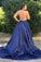 Prom Dress Halter Satin With Beads&Sequins Open Back Court Train