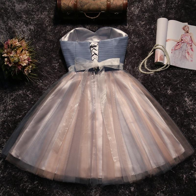 Cute grey/black Strapless Short Sleeveless Prom Dress Homecoming Dress Bridesmaid Dress WK958