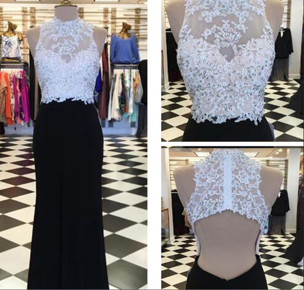 Decent Sheath Black Prom Dress - Jewel Open Back Floor Length Appliques Beading WK642