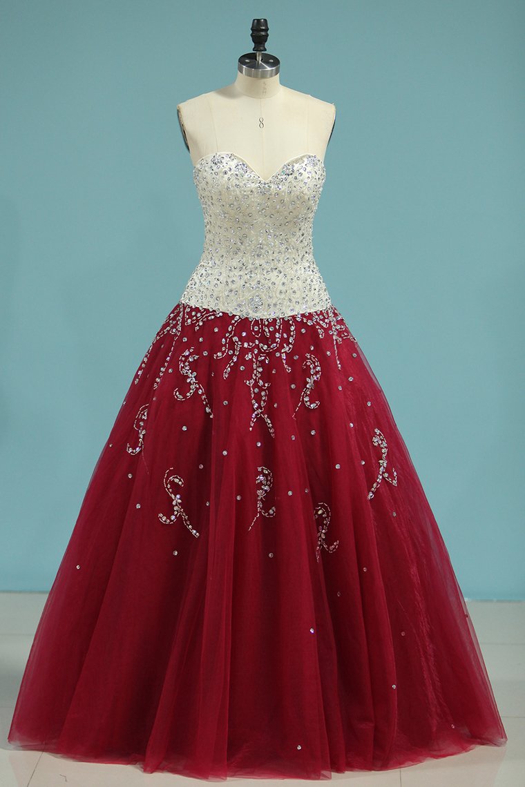 Bicolor Sweetheart Quinceanera Dresses Ball Gown Floor-Length With Beads