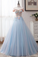 Off Shoulder Floor Length Tulle Prom Gown With Appliques, Puffy Long Evening Dress