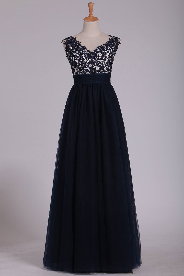 New Arrival Off The Shoulder A Line Prom Dresses With Beads And Embroidery Tulle