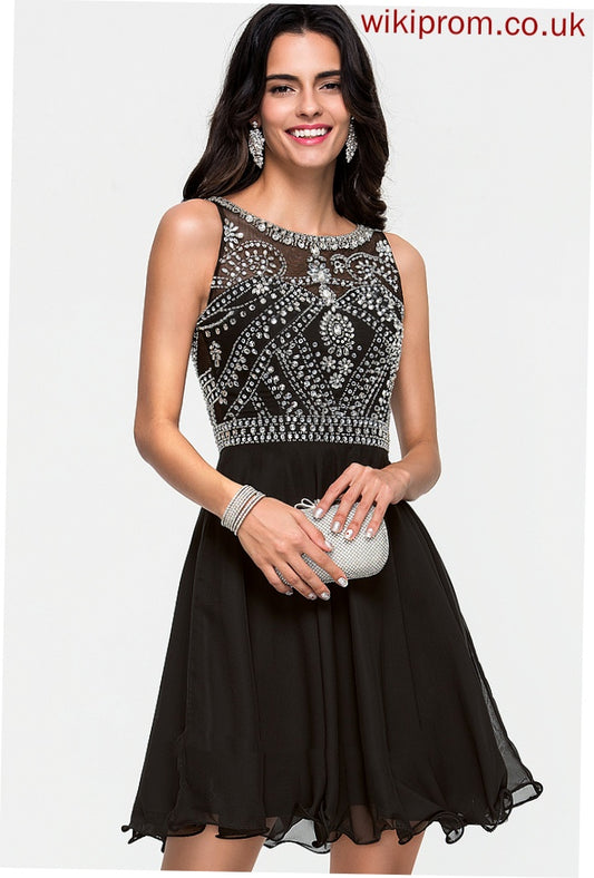 Chiffon With Sequins Neck Short/Mini Scoop Homecoming Dresses Norah Dress Beading A-Line Homecoming