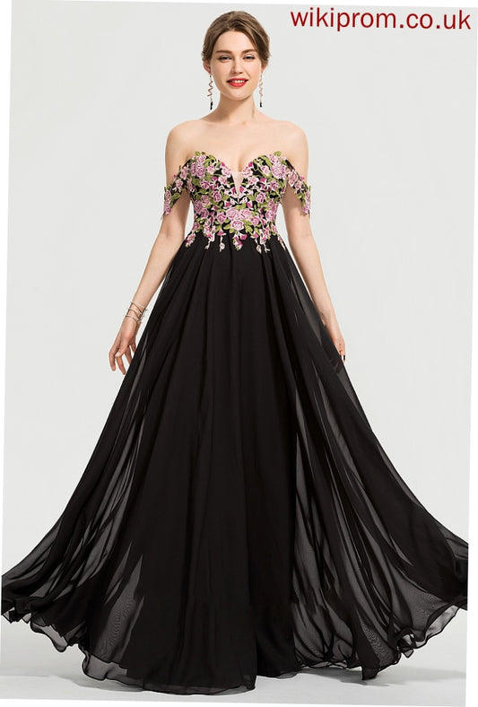 Floor-Length Ball-Gown/Princess Off-the-Shoulder Kaila Chiffon Prom Dresses
