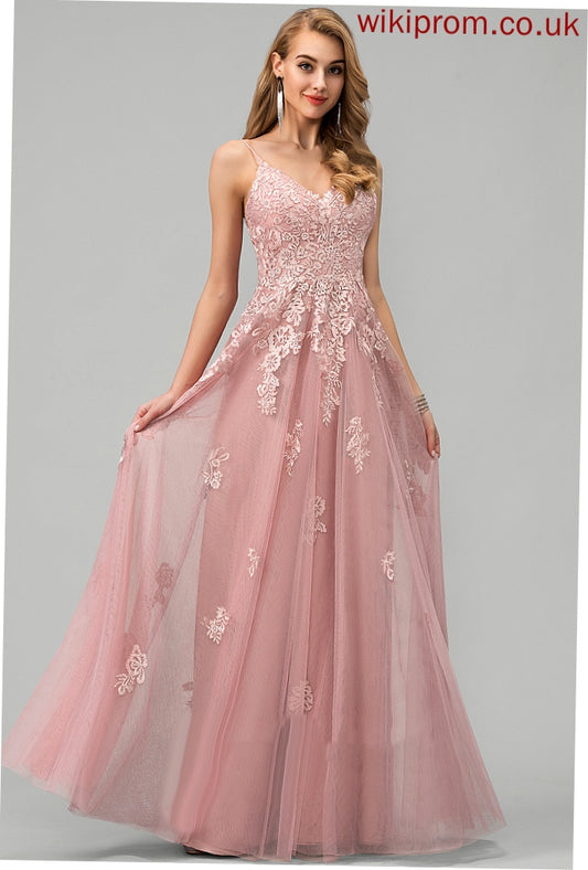 Floor-Length Ball-Gown/Princess Wedding Dresses Tulle V-neck Dress Wedding Trinity