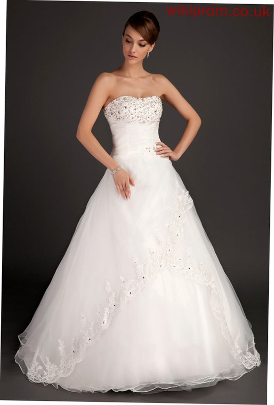 Floor-Length Ball-Gown/Princess Wedding Dresses Satin Wedding Organza Ruffle Lace With Dress Sweetheart Yvonne Beading