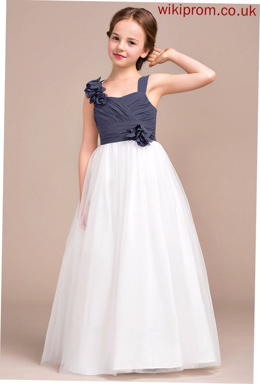 Floor-Length Chiffon Ellen Flower(s) With Sweetheart A-Line Junior Bridesmaid Dresses Ruffle Tulle