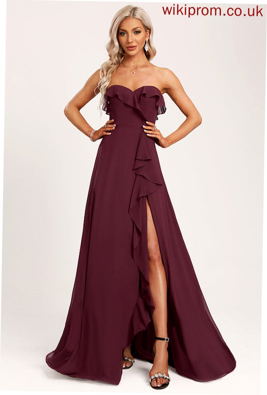 Floor-Length Length Fabric Silhouette Neckline A-Line Sweetheart Ruffle Embellishment Marisa Bridesmaid Dresses