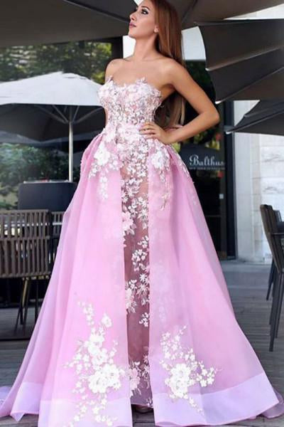 New Style A-Line Sweetheart Straps Pink Tulle Prom Dresses with Lace Appliques WK378