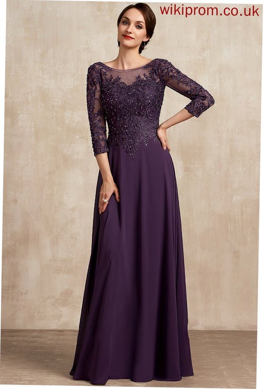 Floor-Length A-Line Dress Mother of the Bride Dresses Scoop Mother Sequins Neck of With Lace the Lillian Bride Chiffon