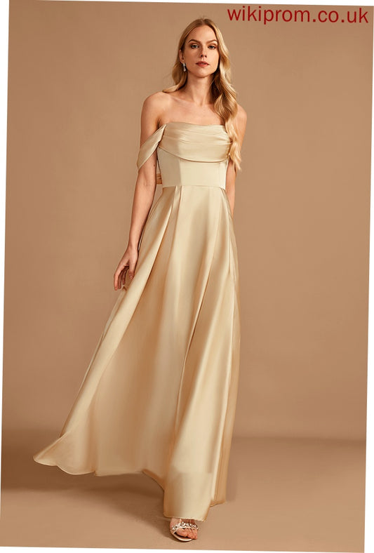 Floor-Length Neckline Fabric A-Line Off-the-Shoulder Silhouette Pockets SplitFront Length Embellishment Heidy Sleeveless Bridesmaid Dresses