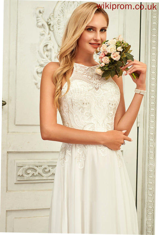 Chiffon Wedding Dresses A-Line Lace Scoop Floor-Length Neck Dress Wedding Dalia