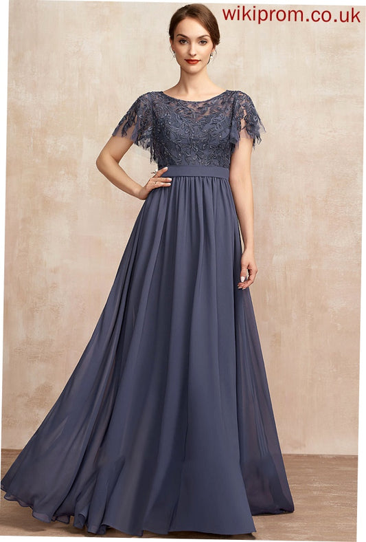 Floor-Length Esperanza Mother Scoop Sequins With Neck of the Lace Bride Dress A-Line Mother of the Bride Dresses Chiffon