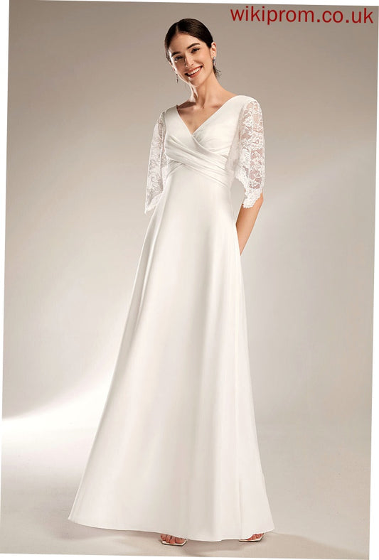 Floor-Length Lace Wedding Dresses V-neck Dress With Wedding Kallie Sheath/Column