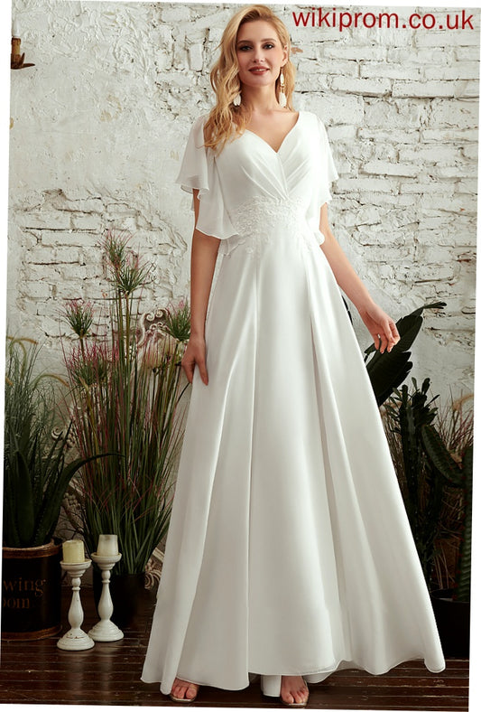 Floor-Length Lace Leticia A-Line Wedding Dresses With Split Front Dress V-neck Wedding