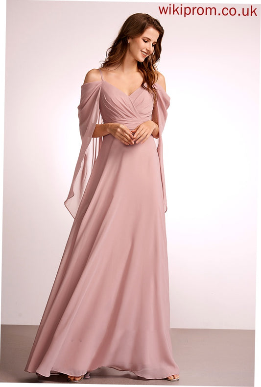 Floor-Length Fabric Silhouette Straps Neckline Length A-Line V-neck Angelica Bridesmaid Dresses