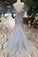 Unique Blue Sequins Bodice Prom Dresses Tulle Mermaid Sweep Train Evening Dresses WK798