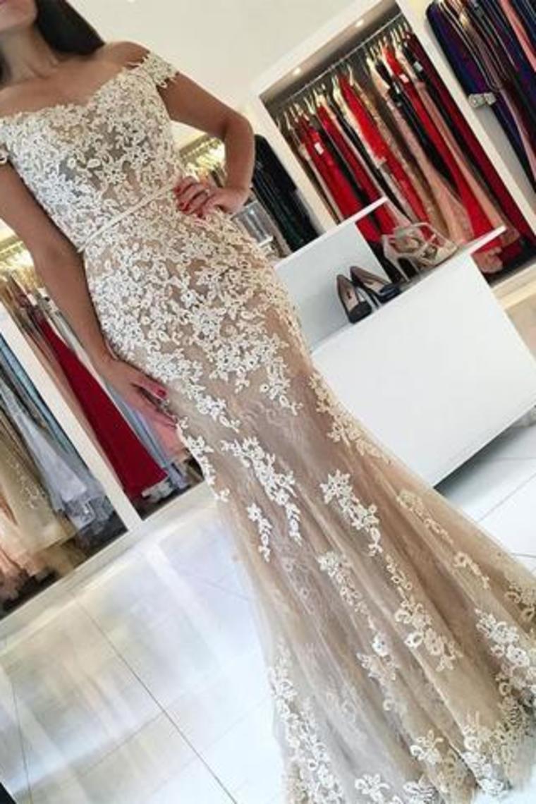 Off The Shoulder Prom Dresses/Wedding Dresses Mermaid Lace With Applique