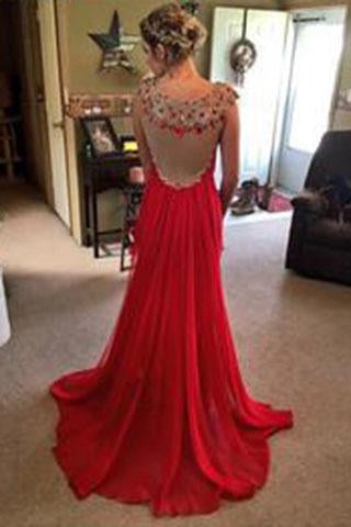 Red Beading Real Made Prom Dresses Long Evening Dresses Prom Dresses On Sale L17
