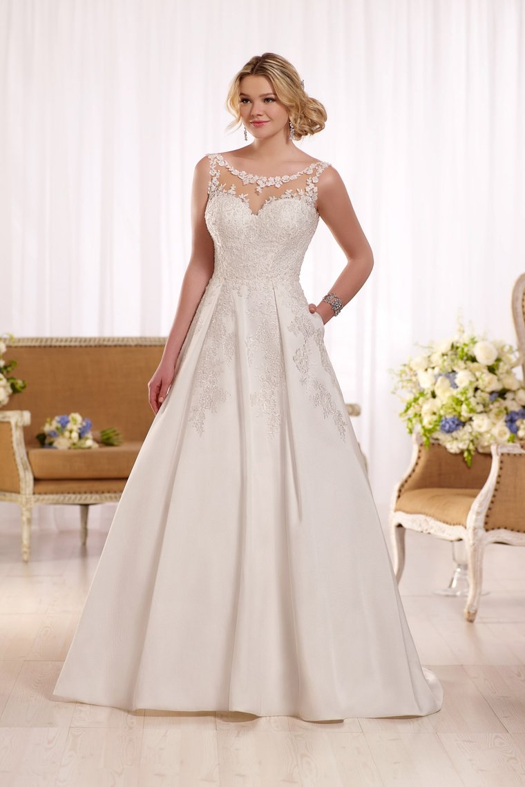 New Arrival Scoop Wedding Dresses A Line With Applique Open Back