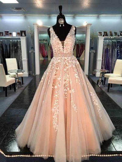 V Neckline Wedding Dress Prom Dress Party Gown Formal Wear pst1403