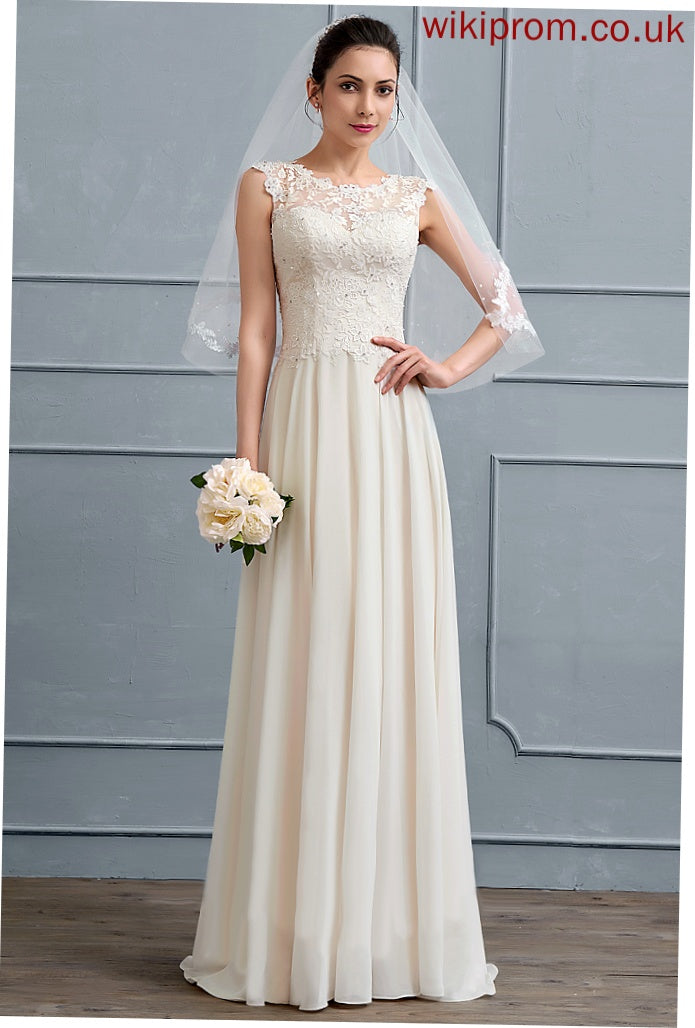 Chiffon Scoop Wedding Dresses Wedding With Sequins A-Line Lace Floor-Length Dress Beading Lauryn