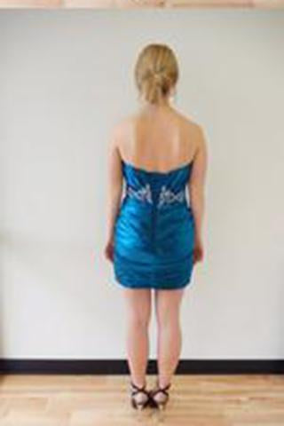 Sexy Satin Short Sweetheart Royal Blue Mermaid Strapless Pleat Homecoming Dresses WK797
