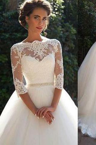 Modest Wedding Dress Tulle Country Wedding Dresses For Brides Sexy Lace Wedding Gowns WK145