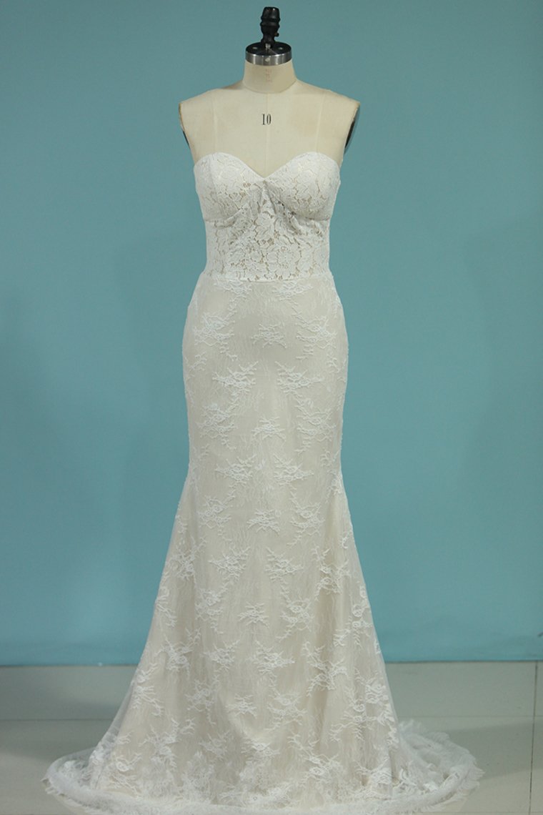 Wedding Dresses Mermaid Lace With Removable Train Cathedral Train
