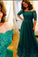 Princess Green Lace Short Sleeve A Line Tulle Vintage Plus Size Evening Formal Dresses WK689