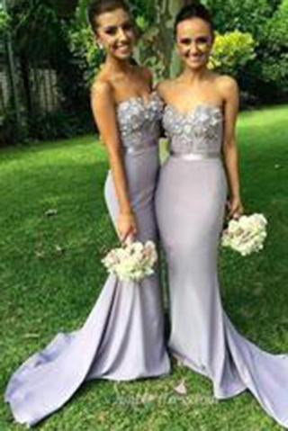 Gorgeous Mermaid Long Strapless Bridesmaid Dress with Appliques