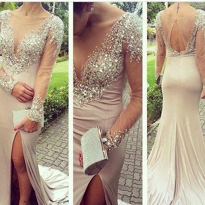 Beading Mermaid Sexy Real Made Prom Dresses Long Evening Dresses Prom Dresses On Sale L08