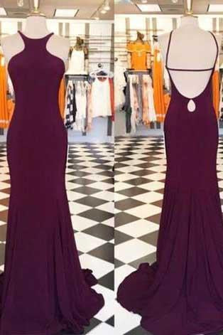 Halter Burgundy Backless Long Backless Halter Mermaid Fitted Sexy Evening Dresses WK819