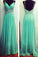 Blue Chiffon Cheap V-Neck Open Back Spaghetti Straps A-Line Long Prom Dresses uk BD0407