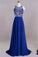 Backless Royal Blue Open Back Sleeveless Halter Chiffon Formal Gown For Senior Teens WK990