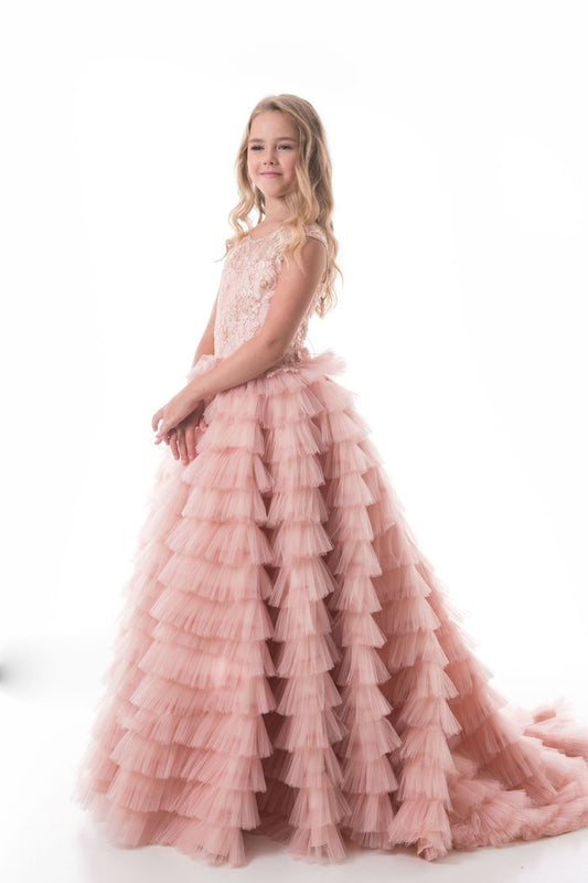 Tulle Scoop With Beads Flower Girl Dresses A Line Sweep Train