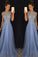 A-Line/Princess Scoop Chiffon Prom Dress With Applique Sweep/Brush Train