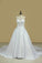 A Line Scoop Wedding Dresses Satin With Beading Chaple Train