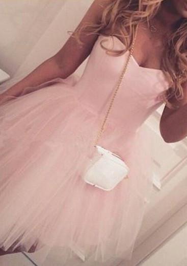 Adorable A-line Sweetheart Short Pink Tulle Homecoming Dress/Party Dress WK474