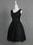 Classic Scoop Sleeveless Knee-Length Black Lace Homecoming Dresses WK460