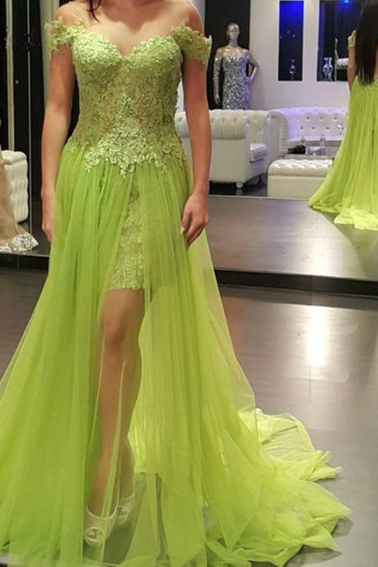 New Arrival Prom Dresses A-Line Off-The-Shoulder Tulle With Appliques