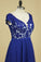 V Neck Prom Dresses Cap Sleeves Chiffon With Applique Open Back