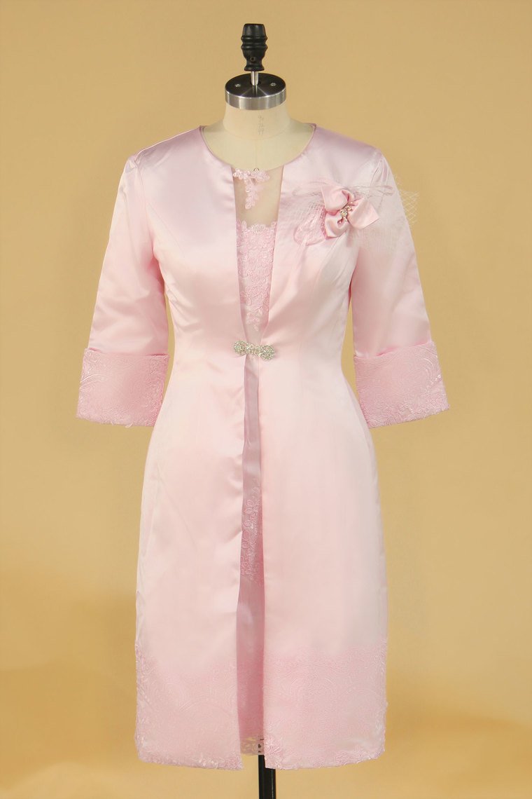 Scoop With Applique And Jacket Mother Of The Bride Dresses Satin